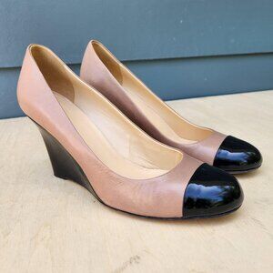 Kate Spade Kimmy Nude / Black Wedge Leather Shoe - Size 9.5 B